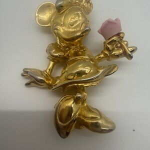 Disney Gold and Pink Minnie Mouse Brooch